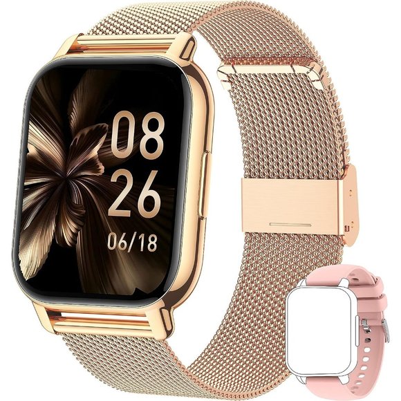 Men Women Rose Gold Pink 1.85'' Smartwatch with AI Voice Control Fitness Tracker - Picture 1 of 16